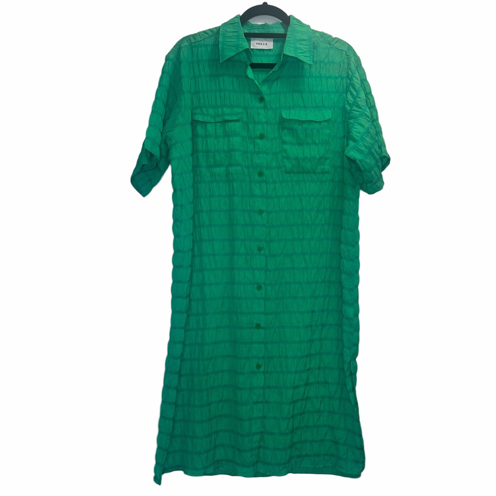 Callie Cotton Green Shirt Dress Size Large